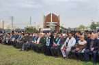 حضور مدیر عامل جهادی وانقلابی  شرکت فولاد اکسین خوزستان به همراه جمعی از مسئولین شرکت در مراسم تشییع شهید گمنام در منطقه باهنر اهواز