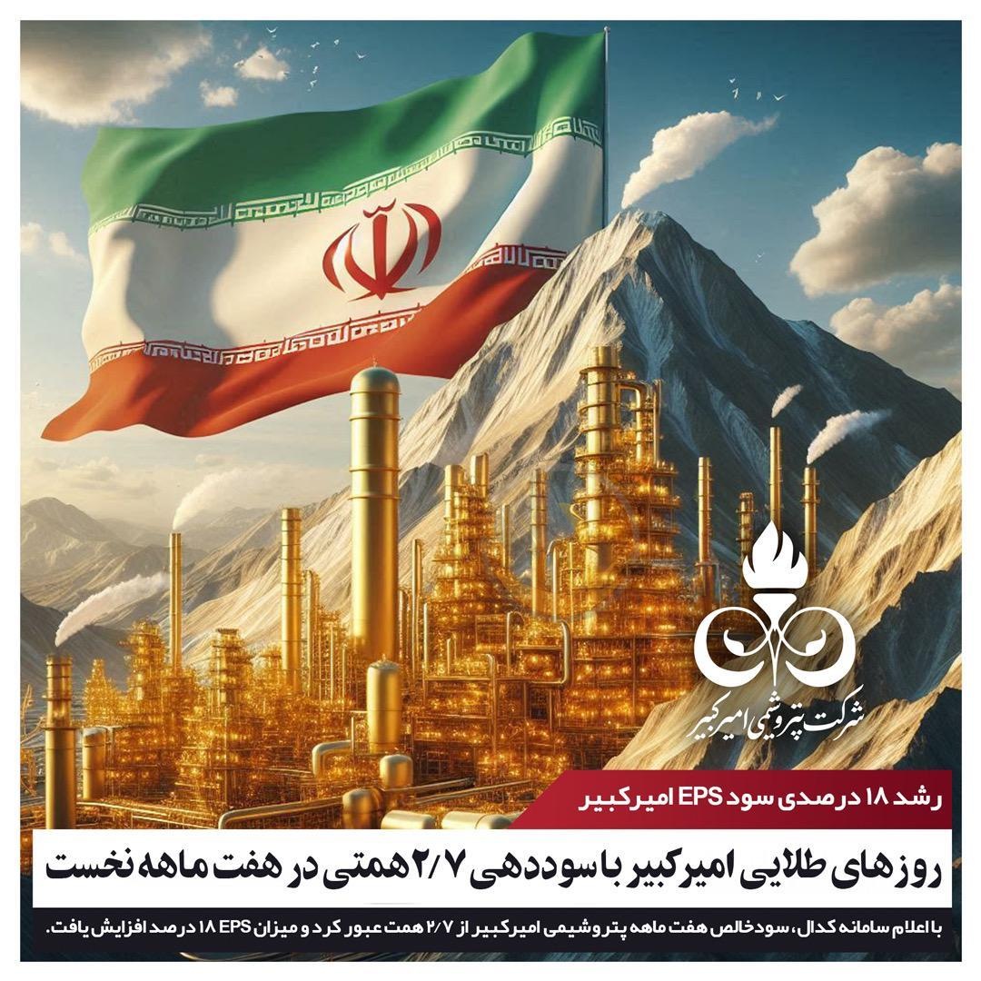 رشد۱۸ درصدی EPS امیرکبیر روزهای طلایی پتروشیمی امیرکبیر با سود ۲/۷ همتی در هفت ماهه نخست سال ۱۴۰۳