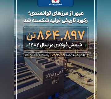 عبور از مرزهای توانمندی؛ رکورد تاریخی تولید در شرکت آهن و فولاد ارفع شکسته شد
